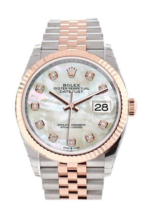 rolex datejust white mother of pearl|Rolex Datejust 36 with diamonds.